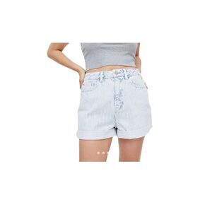 BDG Shorts Blue Striped Denim Roll Cuff High Rise Hot Pants Summer size 26